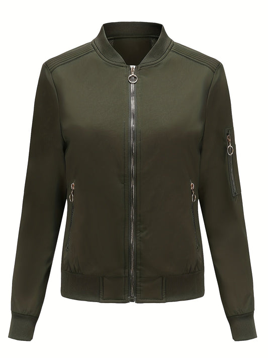 Bomberjacke Klassischer Zip-Up Freizeitlook Damen