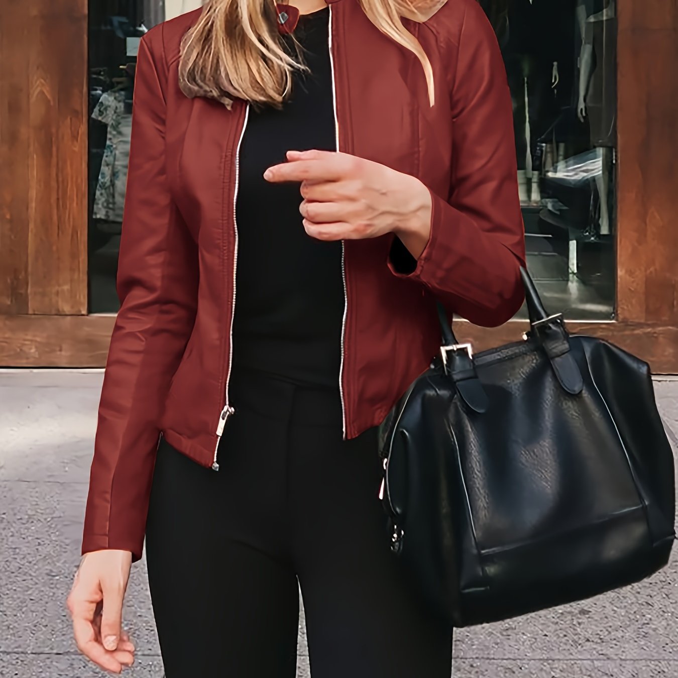 Slim Fit Jacke Stylischer Zip-Up Freizeitlook Damen
