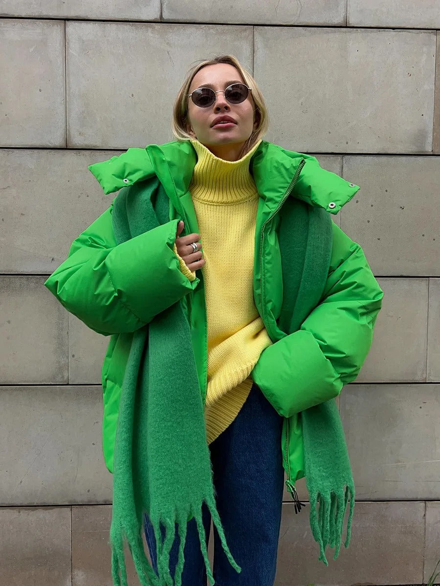 Übergroße Steppjacke Freizeit Streetwear Damen