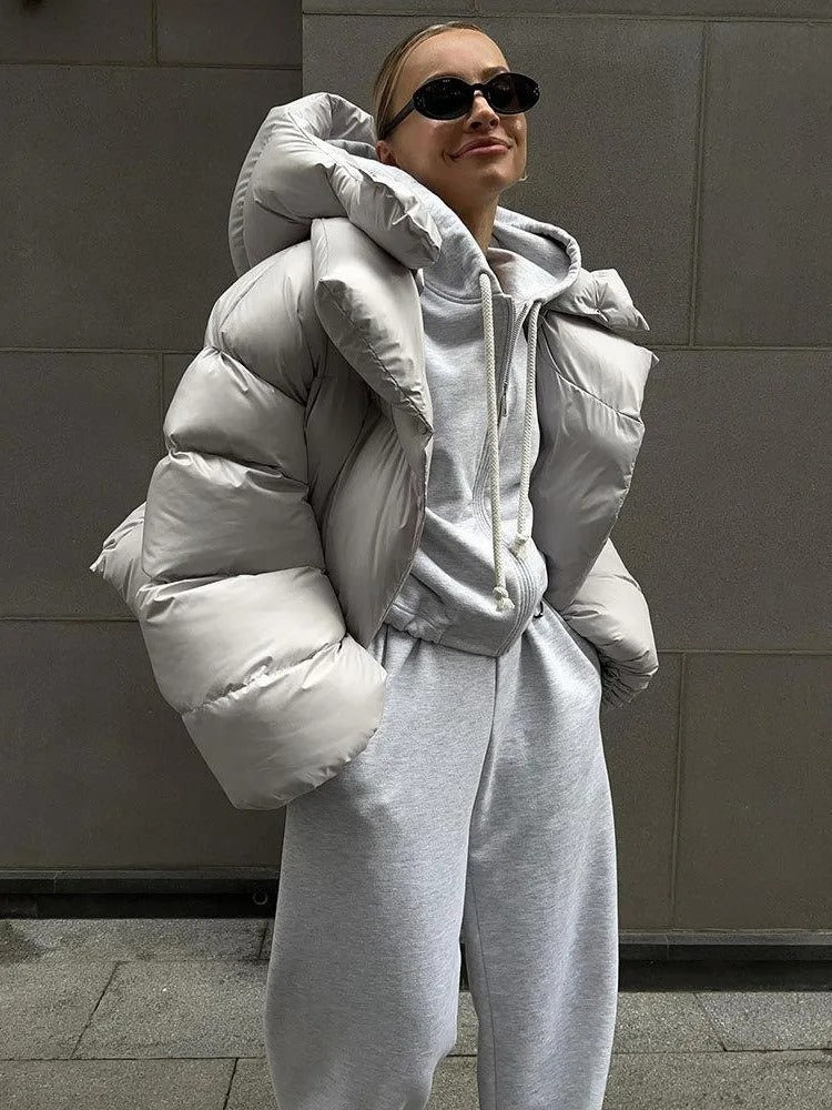 Übergroße Steppjacke Freizeit Streetwear Damen