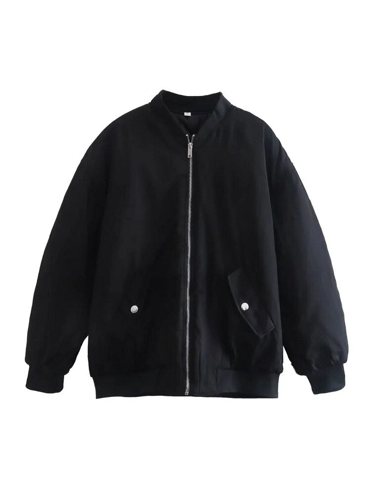 Burgunder Bomberjacke Damen Stylischer Zip-up Casual Look