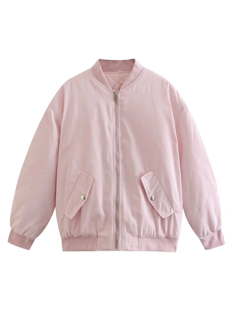 Burgunder Bomberjacke Damen Stylischer Zip-up Casual Look