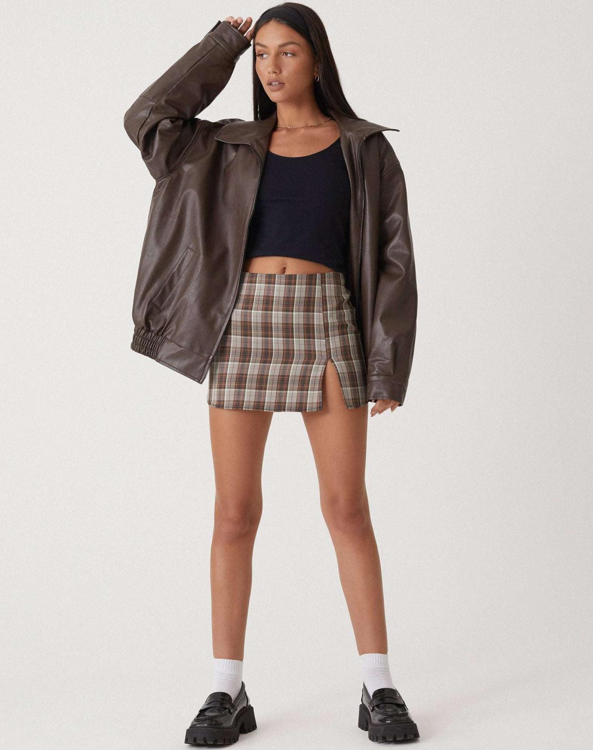 Übergroße Kunstlederjacke Street Style Damen