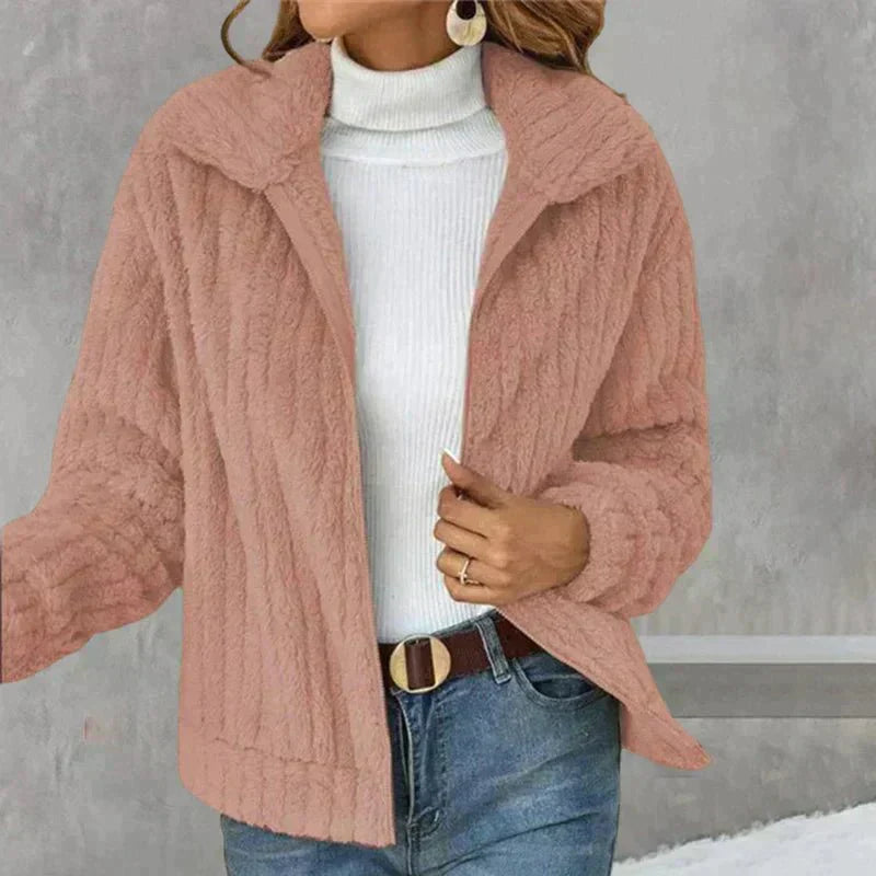 Kunstpelzjacke mit Reißverschluss für Damen