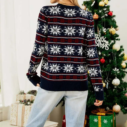 Festlicher Strickpullover mit Schneeflocken für Damen
