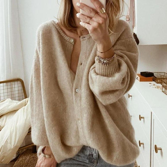 Übergroßer Knopf-Cardigan für Damen