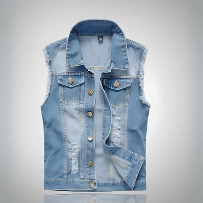 Denim Weste Mit Goldknöpfen Für Herren Winter