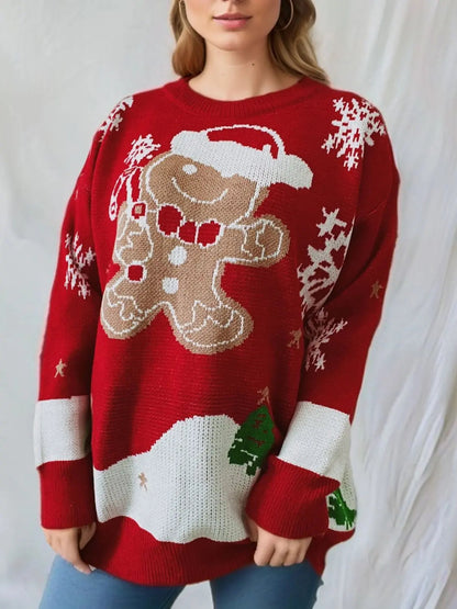 Weihnachtspullover mit Lebkuchenmann-Design für Damen