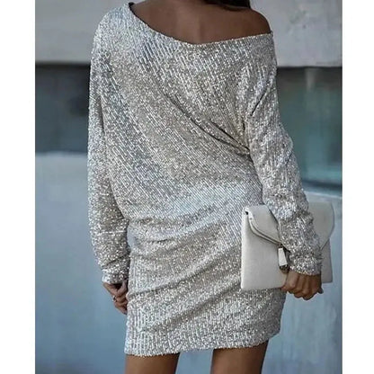 Kontrast-Paillettenkleid Für Glamouröse Abende Für Damen