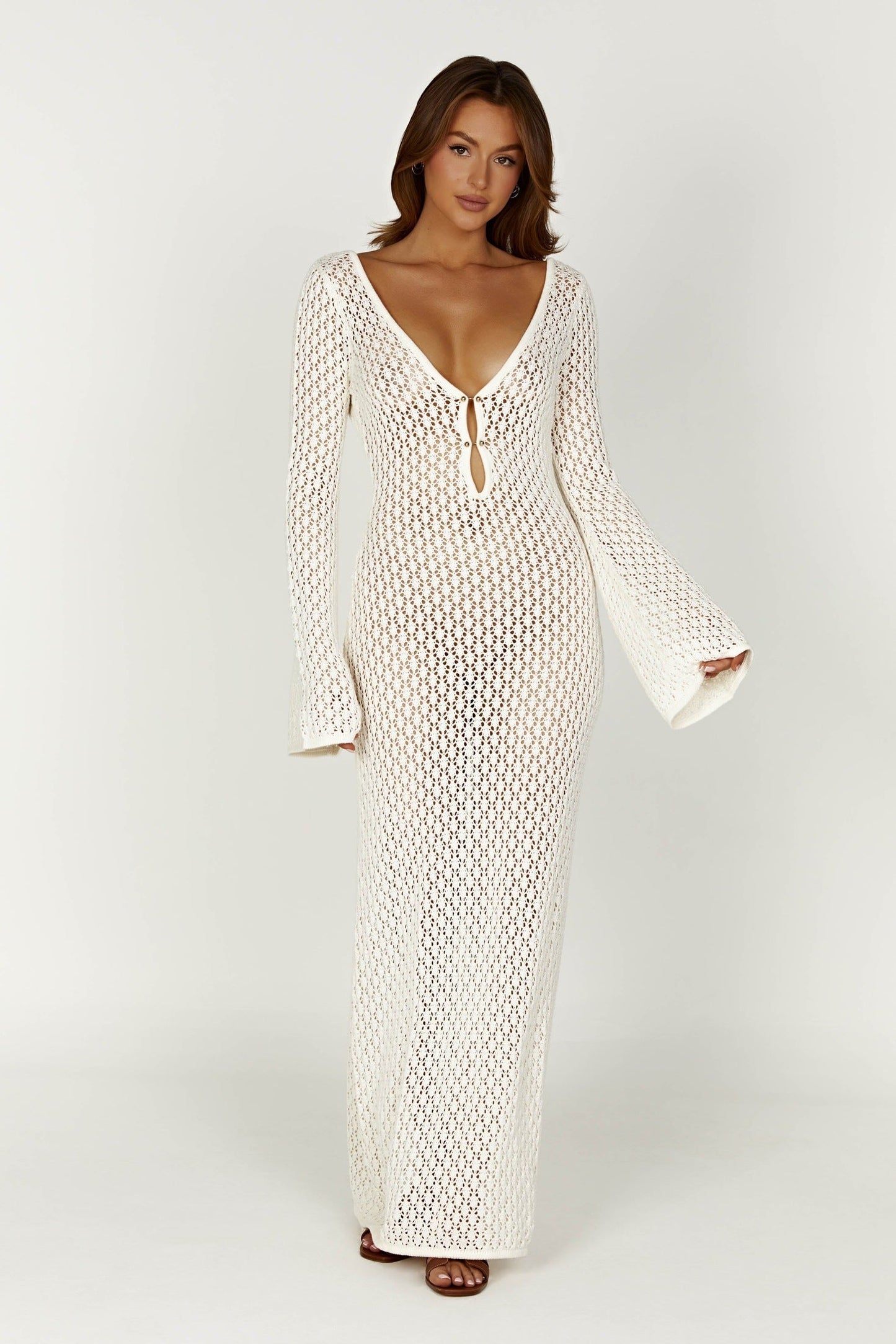 Elegantes weißes Kleid mit schmeichelnder Silhouette für Damen