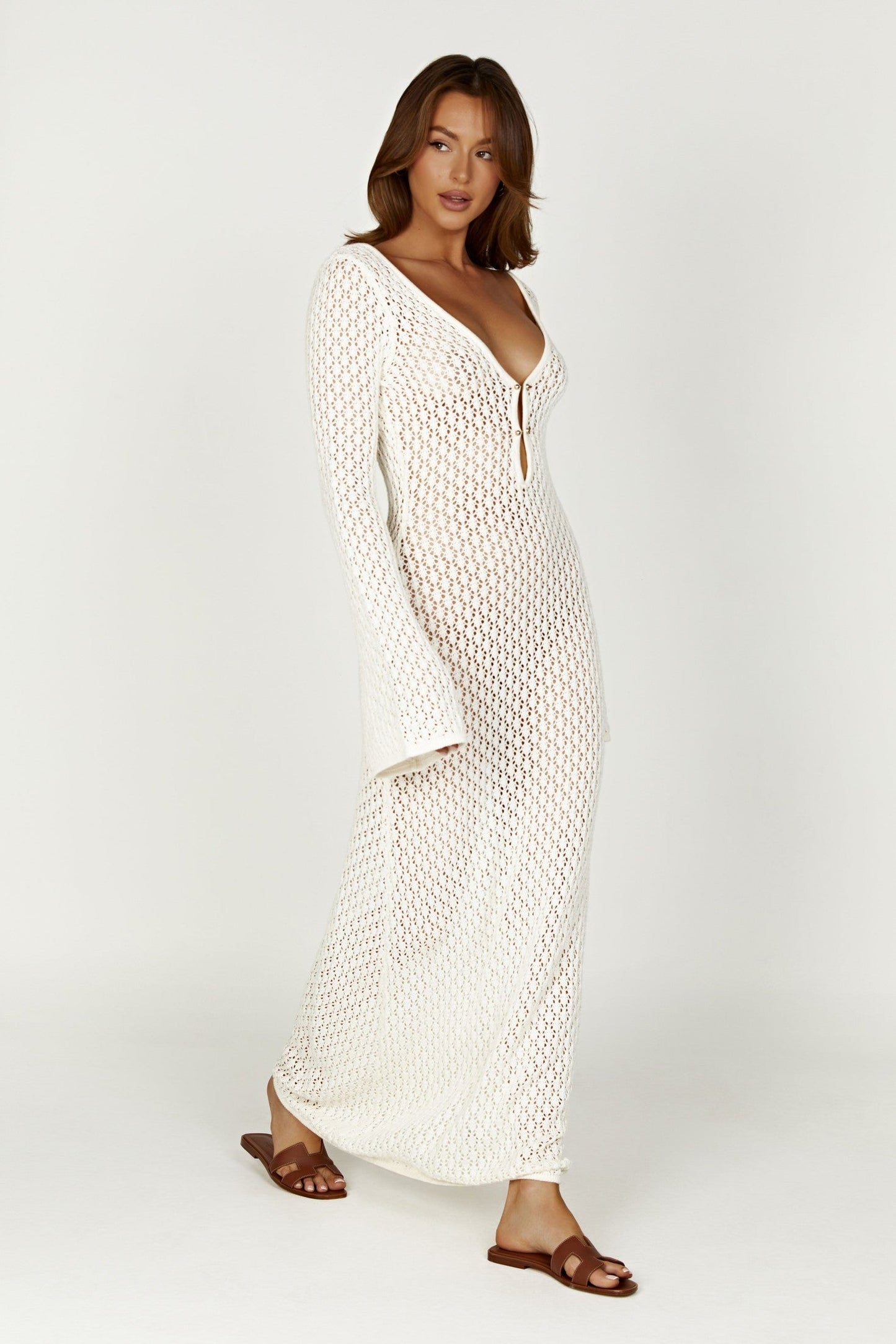 Elegantes weißes Kleid mit schmeichelnder Silhouette für Damen