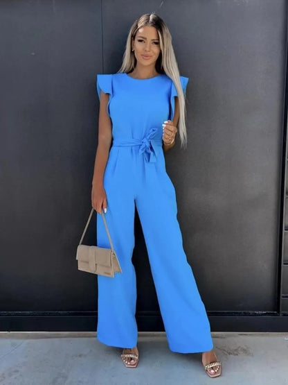 Jumpsuit mit Rüschenärmeln und weitem Bein Damen