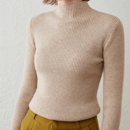 Klassischer Figurbetonter Rollkragenpullover Winter Damen