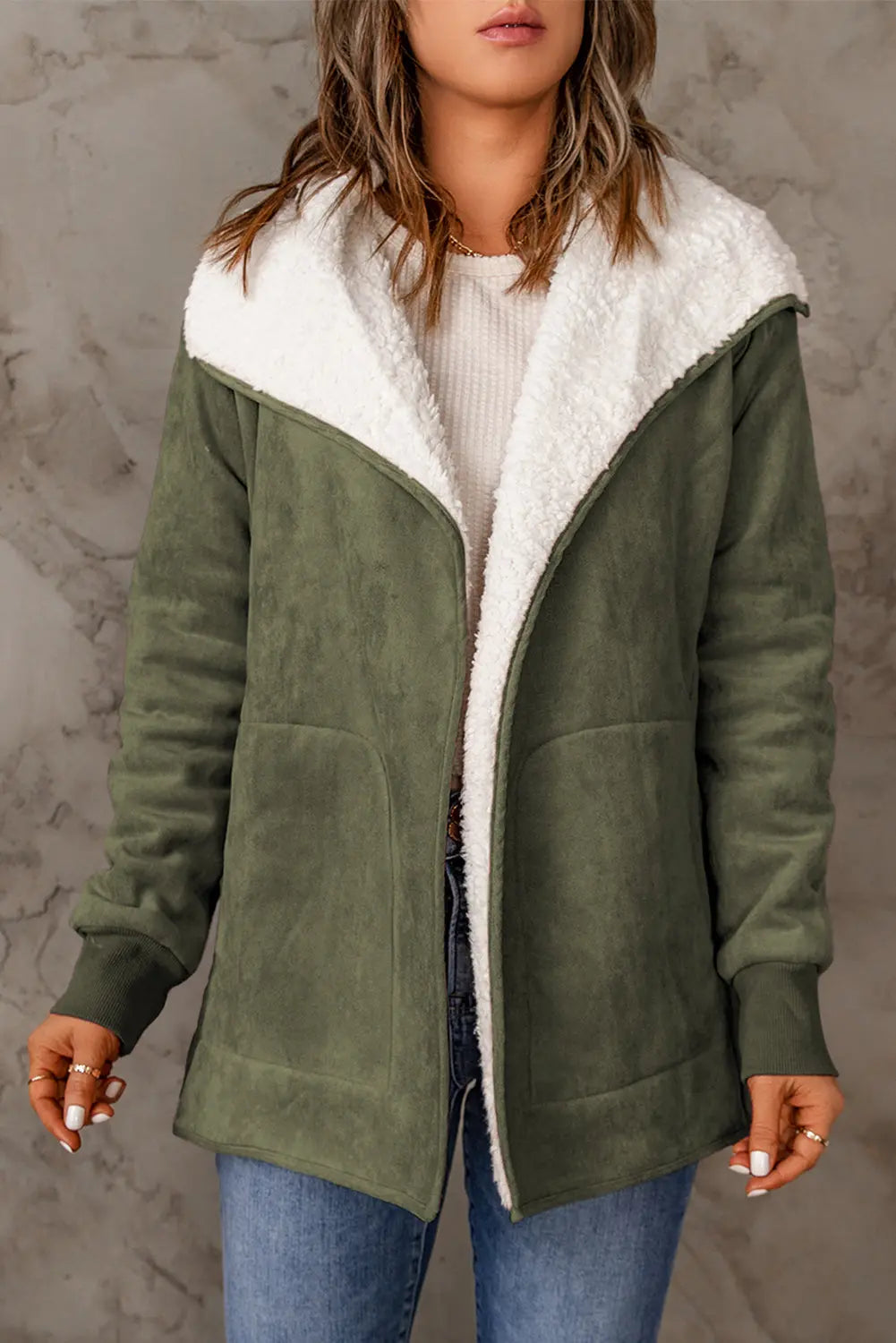 Lässiger Warmer Mantel Mit Fleece Für Damen