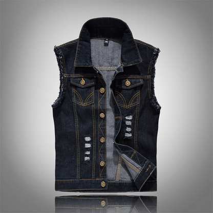 Denim Weste Mit Goldknöpfen Für Herren Winter