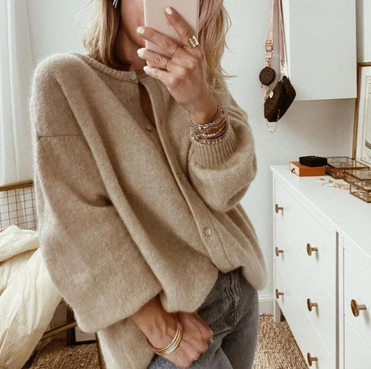 Übergroßer Knopf-Cardigan für Damen