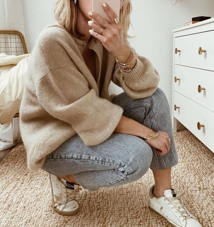 Übergroßer Knopf-Cardigan für Damen