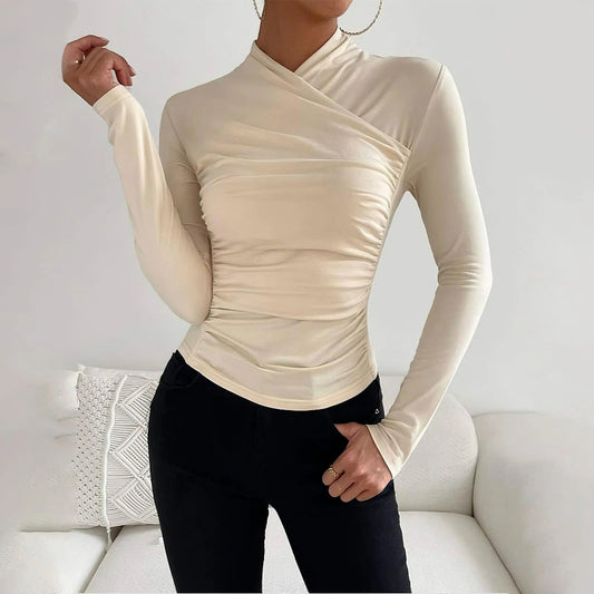 Elegante Wickelbluse mit Langen Ärmeln für Frauen