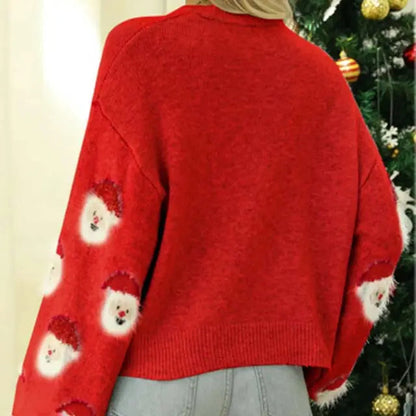 Weihnachtspullover mit Weihnachtsmann-Muster für Damen