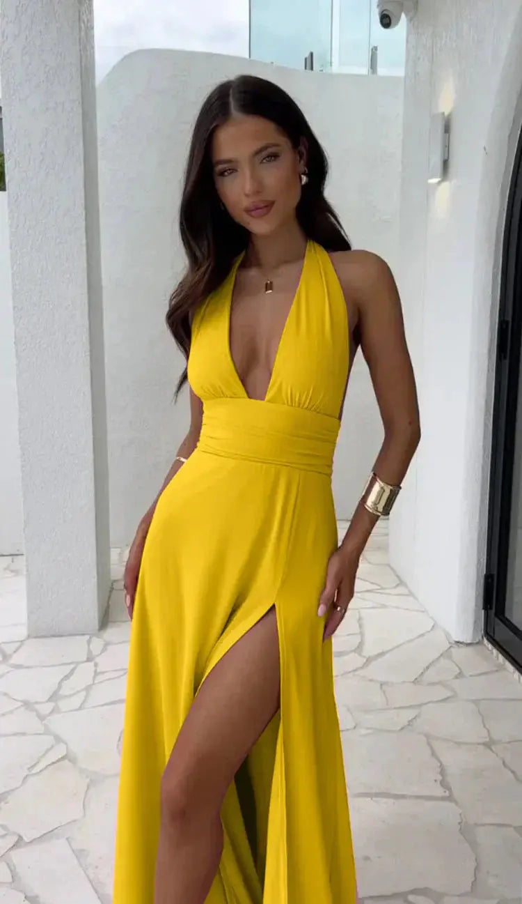 Kleid mit tiefem V-Ausschnitt und Schlitz Für Damen