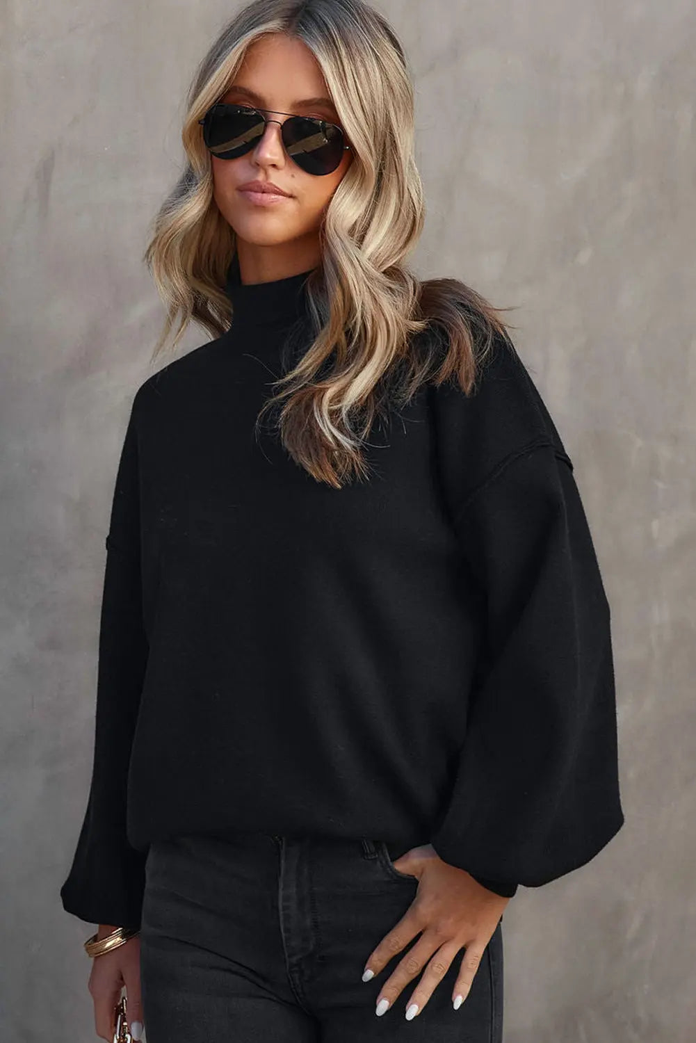 Strickpullover Mit Hohem Kragen Perfekt Für Winter Damen