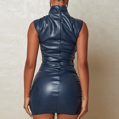 Figurbetontes Lederkleid mit Rollkragen für Damen