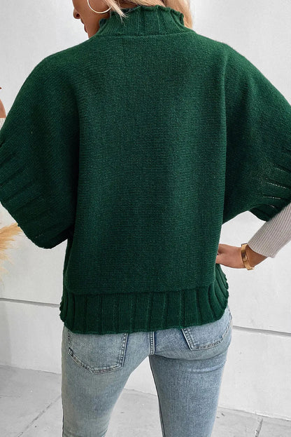 Kurzärmeliger Strickponcho Pullover Perfekt Für Winter Damen