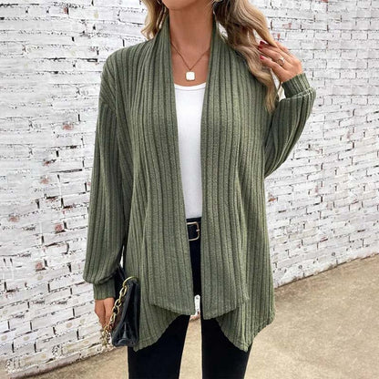 Gerippter Cardigan mit Offener Front für Damen