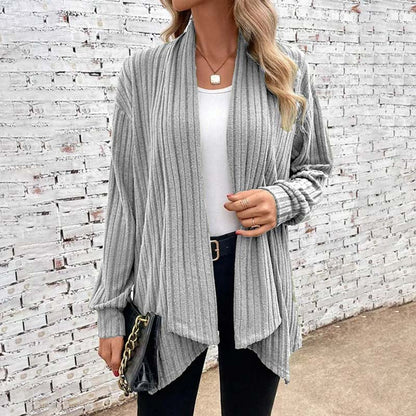 Gerippter Cardigan mit Offener Front für Damen