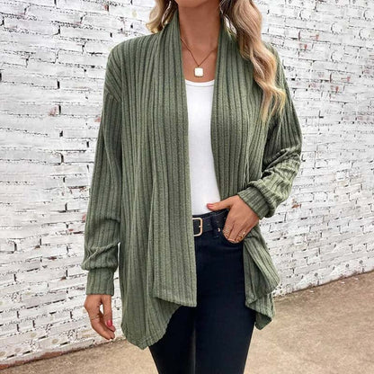 Gerippter Cardigan mit Offener Front für Damen