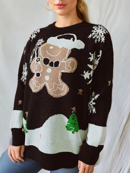 Weihnachtspullover mit Lebkuchenmann-Design für Damen