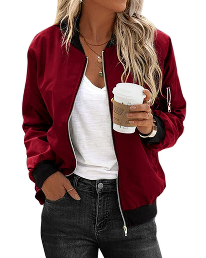 Klassische Bomberjacke mit Reißverschluss Damen
