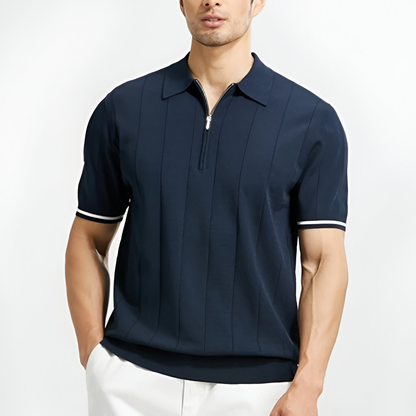 Herren-Poloshirt mit Frontreißverschluss und Modernem Stil