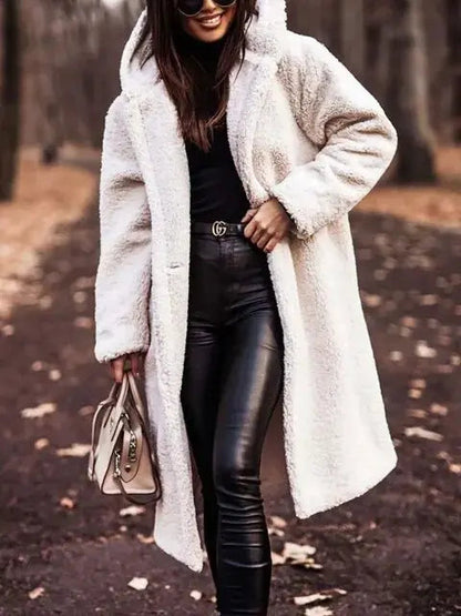 Langer Warmer Kapuzen Kunstpelz Mantel Für Damen