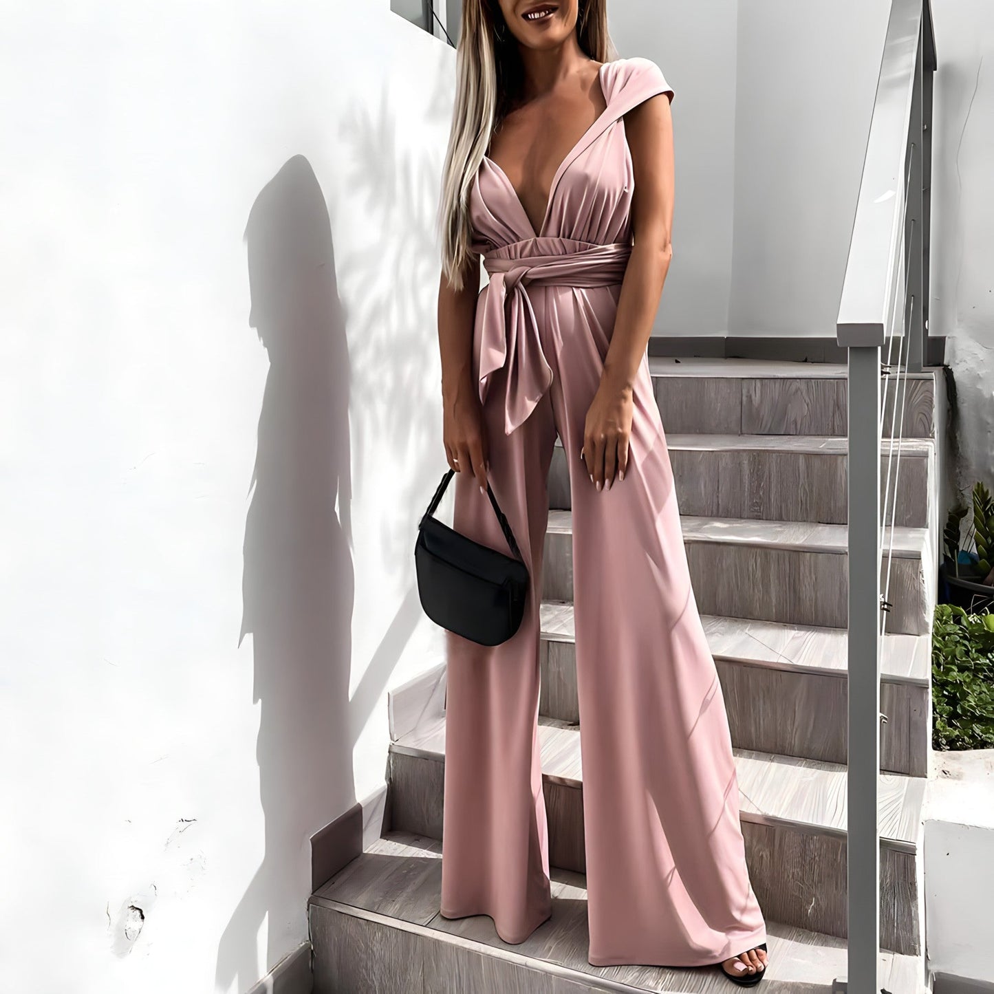 Damen Jumpsuit mit tiefem V-Ausschnitt für den täglichen Gebrauch