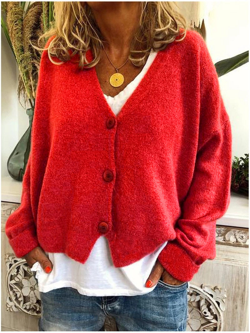 Gestrickte Strickjacke mit Knöpfen für Winter Damen