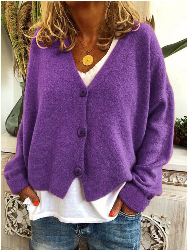 Gestrickte Strickjacke mit Knöpfen für Winter Damen