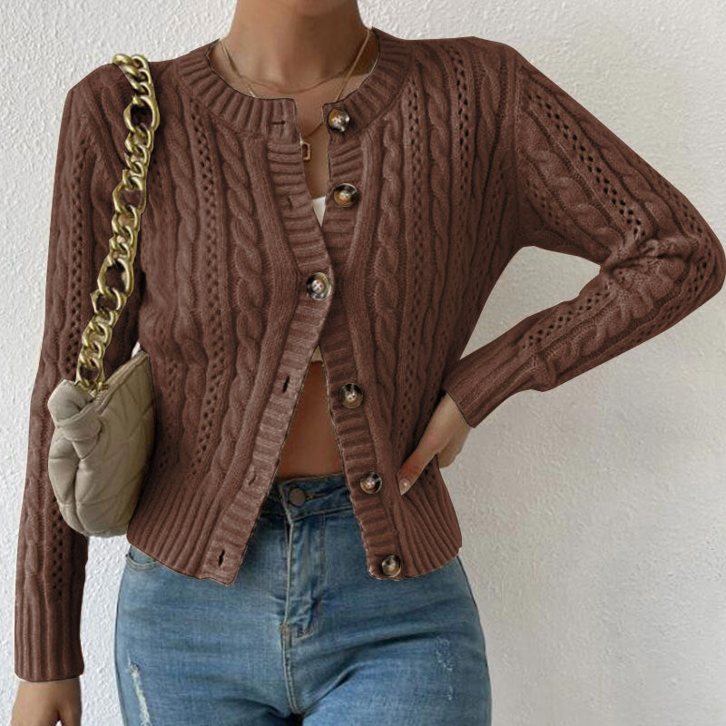Zopfstrick Strickjacke Mit Auffälligen Knöpfen