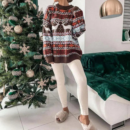 Damen Weihnachtspullover mit Rentiermuster