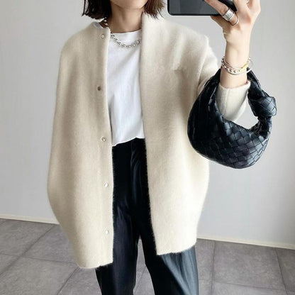 Langer Übergroßer Cardigan mit Knöpfen für Damen