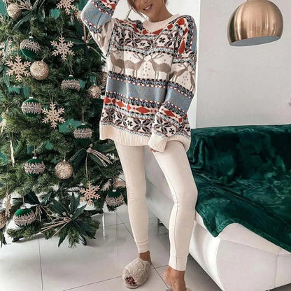 Damen Weihnachtspullover mit Rentiermuster