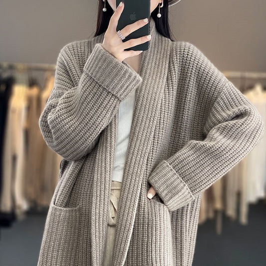 Bequeme Lange Strickjacke Mit Taschen Damen