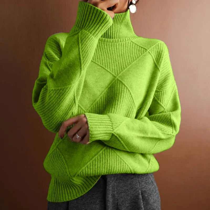 Strukturierter Strickpullover mit Hohem Kragen für Damen