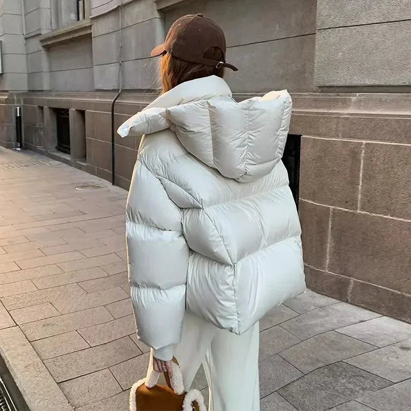 Steppjacke mit Hohem Kragen und Kapuze für Winter Damen