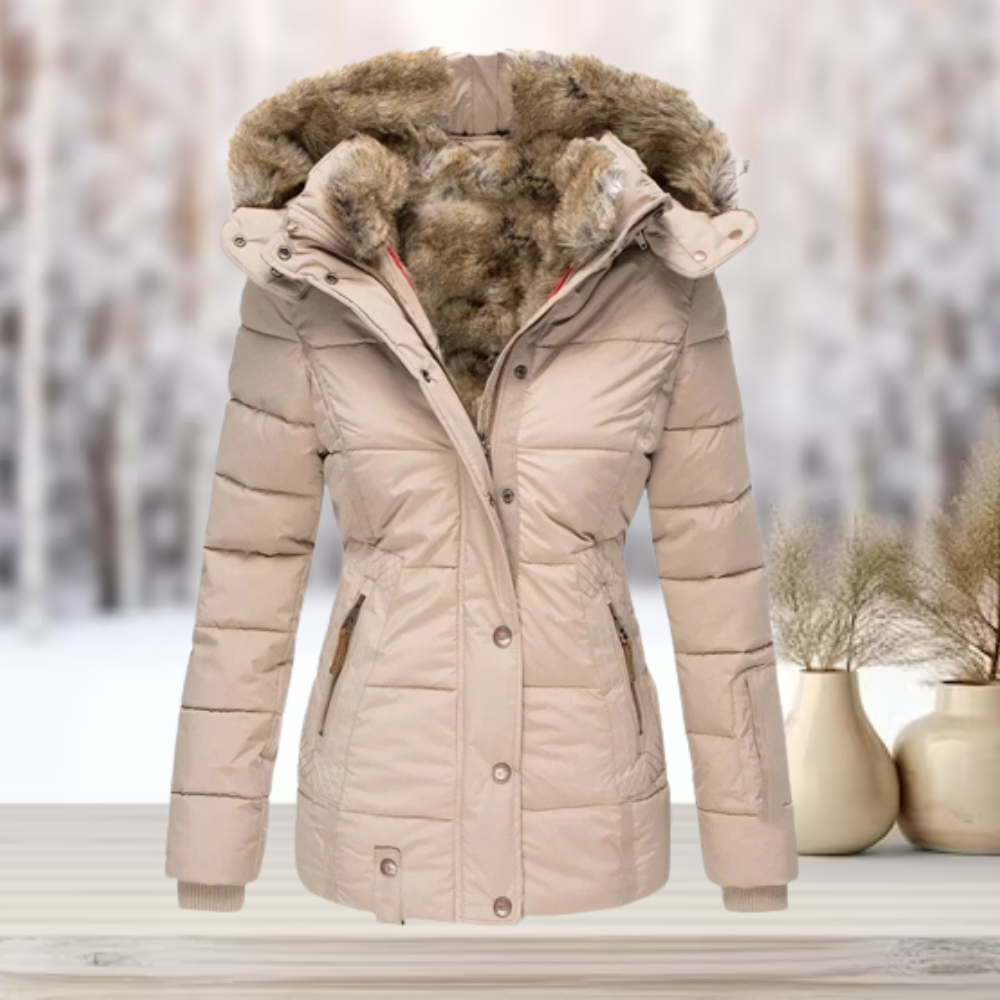 Kunstfell Kapuzen Winterjacke Streetwear Damen