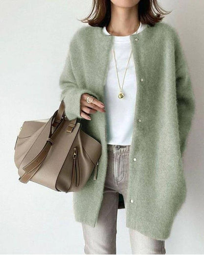 Langer Übergroßer Cardigan mit Knöpfen für Damen