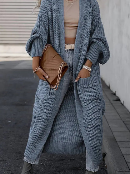 Gemütlicher Langer Gestrickter Cardigan Mantel für Winter Damen