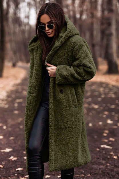 Langer Warmer Kapuzen Kunstpelz Mantel Für Damen