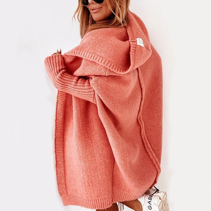 Damen-Strick-Cardigan mit Entspannter Kapuze