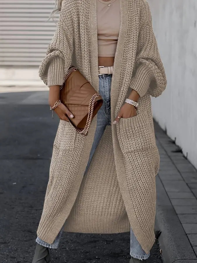 Gemütlicher Langer Gestrickter Cardigan Mantel für Winter Damen